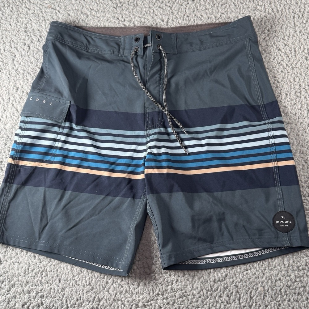Rip Curl Laydays Lineup Boardshorts Swim Surf Shorts Washed Blue Stripes Sz 20